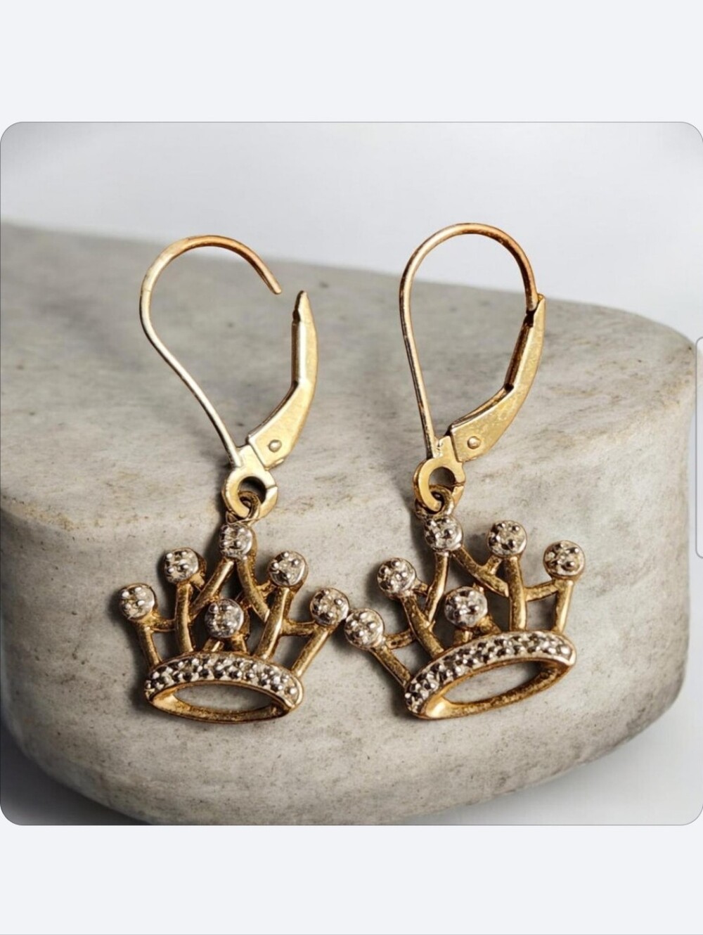 Vintage 10K & Firm Crown Earrings Wit Diam.accents ■ Read Below